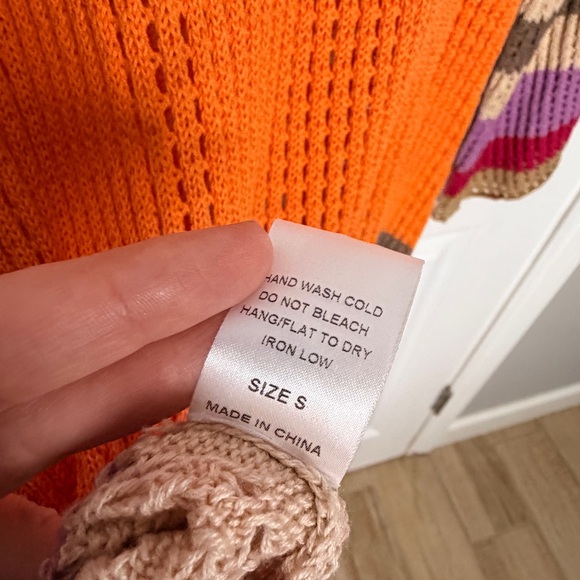 Vici By The Sea Crochet Maxi Cover Up Dress Size Small Striped Pink Orange - Picture 7 of 8